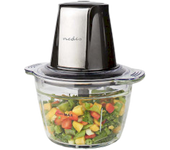 Nedis KAMC300CGY picadora eléctrica de alimentos 1 L 500 W Negro, Plata, Transparente