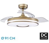 FABRILAMP Ventilador de techo DC > con aspas plegables y mando a distancia (48 W, 3 CCT, 4800 lm) Ø38-91 x 32 44,5 cm, color piel