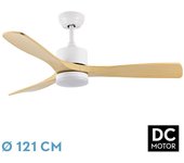 Abrila - Ventilador DC AZABACHE | de Techo con tres Aspas en Color Blanco con Luz | con 6 Velocidades Ajustables | 3 Temperaturas de Luz Seleccionables | Mando a Distancia Incluido