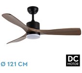 Abrila - Ventilador DC de Techo con tres Aspas en Color Negro Azabache con Luz | con 6 Velocidades Ajustables | 3 Temperaturas de Luz Seleccionables | Mando a Distancia Incluido