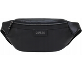 Guess kidney, riñonera textil negra, pouch para hombre, tamaño 21/30 x 15 x 7.5 cm, práctica y moderna, ideal para uso diario y viajes