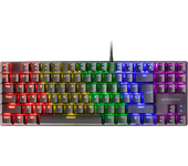 Mars Gaming MK80, Teclado Gaming Mecánico TKL Compacto con Switch Marrón, Iluminación Rainbow RGB, Teclas Doble Inyección, Modo Juego y Anti-Ghosting, Multiplataforma, Idioma Italiano, Negro