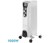 Radiador aceite brasilia 1000w 5elementos blanco/negro 3potencias antivuelco termostato reg.seguridad asa 59,5x25,5x24cm