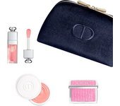 Natural glow ritual set christian dior: backstage rosy glow, blush compact powder, 001, pink, 4.6 g + addict, glossy, lip oil, 001, pink, 6 ml + abricot, fortifying, nail cream treatment, 8 g + textile makeup bag, blue