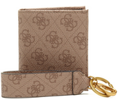 Set Guess Vezzola para hombre / billetera textil beige + llavero logo 4G / elegante y práctico / ideal como regalo premium / diseño moderno y funcional