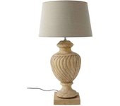 Maisons du Monde Lámpara de madera tallada y pantalla de tela Al. 84 cm COLETTE