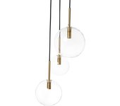 Maisons du Monde Lámpara de techo con 3 bolas de cristal transparente y dorado