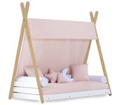 Alondra Cama cabaña montessori madera 70x140 cm con colchón y textil cremarosa