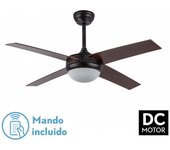 Ventilador dc ciro 2xe27 marron rustico 4 aspas nogal 35/45x116,8d remoto y temporizador