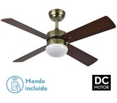 Ventilador dc sofia 2xe27 cuero 4 aspas rev.cerezo/nogal 40x107d c/remoto temporizador