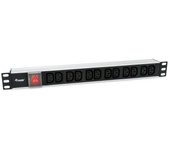 Regleta alimentacion aluminio rack 19" 1u 12 tomas iec c13 con interruptor cable 1.8m