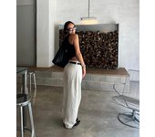 Bershka Jeans Wide Leg Barrel Mujer 34 Crudo