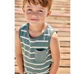VERTBAUDET Camiseta a rayas sin mangas para niño verde agua