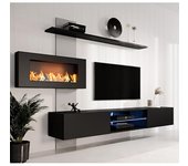 Mueble con chimenea color negro y gris Alice (2,5m)