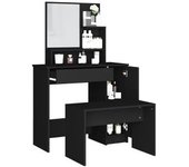 vidaXL Juego De Muebles De Tocador Negro 86.5x35x136 Cm