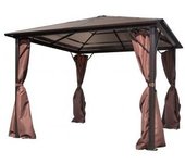 vidaXL Cenador Con Cortina Marrón Aluminio 300 X 300 Cm