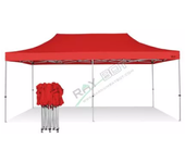 Carpa plegable 3x6 rojo sin telones laterales. acero 40 mm. tejido recubierto de pvc impermeable, repelente al agua de 350gm