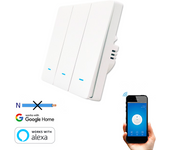 Interruptor wifi inteligente botón smartfy triple sin neutro blanco compatible con alexa, google home, smart life y tuya
