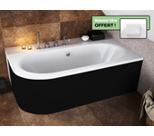 Baño de esquina - con tablero negro mate y reposacabezas gratis | avita | 180x75 - derecha