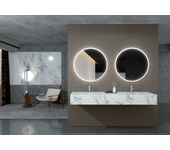 Espejo redondo con marco acrílico iluminado, doble sensor, anti-vaho triled calida, fria, neutra, espejo de vestidor, baño, maquillaje ø 80cm