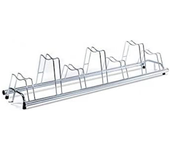 Andrys - soporte para bicicletas de suelo de 7 puestos, también para bicicletas con freno de disco, color plata, 196 x 42 x 40 cm