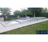 Cubierta de piscina telescópica, premontada, 10,46x5,63 m. tapia telescópica. color blanco ral 9010.
