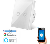 Interruptor wifi inteligente táctil smartfy doble sin neutro blanco compatible con alexa, google home, smart life y tuya