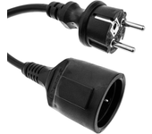 Prolongador de cable eléctrico schuko macho a hembra de 3 m negro ip44