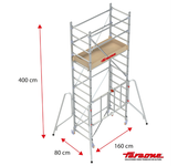 Andamio aluminio faraone rapido 160, 80×160, altura de trabajo 5.00 m.