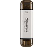 Transcend Portable SSD ESD310S 2TB, 10 Gbit/s, Type-A/Type-C Compatible PS4/PS5 - TS2TESD310S, Plata