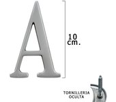 Letra metal "a" plateada mate 10 cm. con tornilleria oculta (blister 1 pieza)
