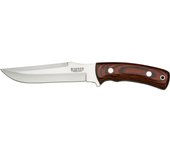 Cuchillo de monte Joker "Gamo" CR51, con cachas Estamina Roja, hoja MOVA de 15 cm y peso 240 gr, con funda de cuero marrón, herramienta de pesca, caza, camping y senderismo