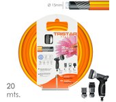 Manguera tricotado no torsion 15 mm. - 5/8" rollo 20 metros con kit de riego