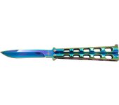 Navaja de abanico Third AM-K2919W. Navaja con hoja de acero 420 acabada en rainbow brillante de 11 cm, mango de acero inox acabado en rainbow brillante.