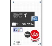 Oxford Recambio 100H + 20H Gratis 4 Taladros A4 90Gr 5X5 1 Banda Negro