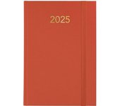 Grafoplas | Agenda 2025 Día por Página Florencia | 14,5x21cm | Naranja | Cubiertas Acolchadas Vinilo | Goma de Cierre Vertical | Punto de Lectura | Anual | Perfecta para Organización en Oficina