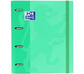 Archivador 4 anillas con recambio y goma Oxford Europeanbinder, TOUCH. Tapa Extradura A4+ con Recambio 100 Hojas, Cuadrícula 5x5, Color Ice Mint