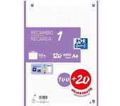 Oxford recambio 100h + 20h gratis 4 taladros a4 90gr 5x5 1 banda lila