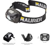 MAURER Linterna LED Frontal Cabeza Multifunción Con Bateria Recargable (1.200 mAh) 120 Lumenes Con Sensor Movimiento
