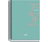 Dohe - Agenda Escolar 2025 2026 - Semana Vista, Tamaño A5 (15x21 cm), Español e Inglés, Septiembre a Junio, Cierre de Espiral, Tapa Dura - SYSTEM Verde