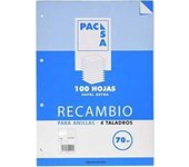 Pacsa 21201/21204 - Recambio 70 g, A5, 4 anillas cuadriculadas