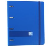 Oxford, Archivador 4 Anillas A4+ Plástico Polyfoam con Goma, Incluye Recambio Cuadrícula 5x5 con 5 Bandas Color. Color Azul