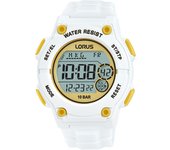 Reloj de pulsera LORUS Sports - R2337PX9 correa color: Blanco Dial LCD Oro amarillo Unisex