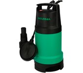 Bomba aguas sucias sumergible 950 w. 14.000 lts/hora, profundidad 7 mts, elevación 10 mts. particulas max. ø 30 mm.