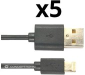 Kit 5 unidades cable lighting nortess iphone 5 6/7/8/ x ipad 1 metro color negro