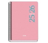 Dohe - Agenda Escolar 2025 2026 - Semana Vista, Tamaño A5 (15x21 cm), Español e Inglés, Septiembre a Junio, Cierre de Espiral, Tapa Flexible - ESENCIAL Rosa