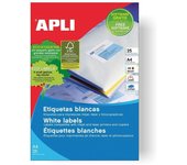 APLI 13883 - Etiquetas blancas redondas permanentes adhesivas imprimibles, Inkjet-Laser-Copy, tamaño etiqueta Ø 40 mm, pack de 25 hojas A4 (600 etiquetas), Ideal para sobres