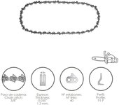 Cadena motosierra 3/8" / 0.050" 1,3 mm. / 40 eslabones / 91 p