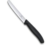 Cuchillo para verdura Victorinox Swiss Classic, modelo filo dentado súper afilado, ideal para frutas y verduras, mango ergonómico, apto para lavavajillas, negro.