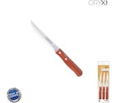 Cuchillo montana multiusos hoja sierra acero inoxidable 11 cm. mango madera (blister 3 piezas)